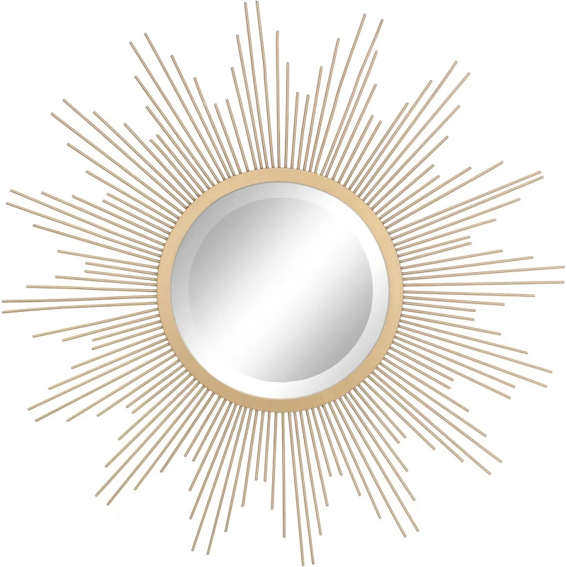 

Stonebriar Round 23 Antique Gold Metal Starburst Hanging Wall Mirror with Attached Mounting Bracket, Decorative Decor L