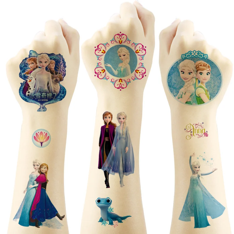 Disney Anime Frozen Elsa Tattoo Stickers Kawaii Disney Princess Anna Stickers Cartoon Children Tattoo Stickers Toys Kids Gifts