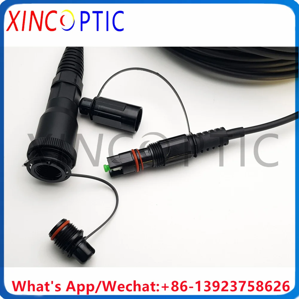 corning製オスsc-apc-メスsc-apc-2本セット-屋外防水ip67-10m-50mm装甲シングルモードlszh黒色光ファイバーケーブル