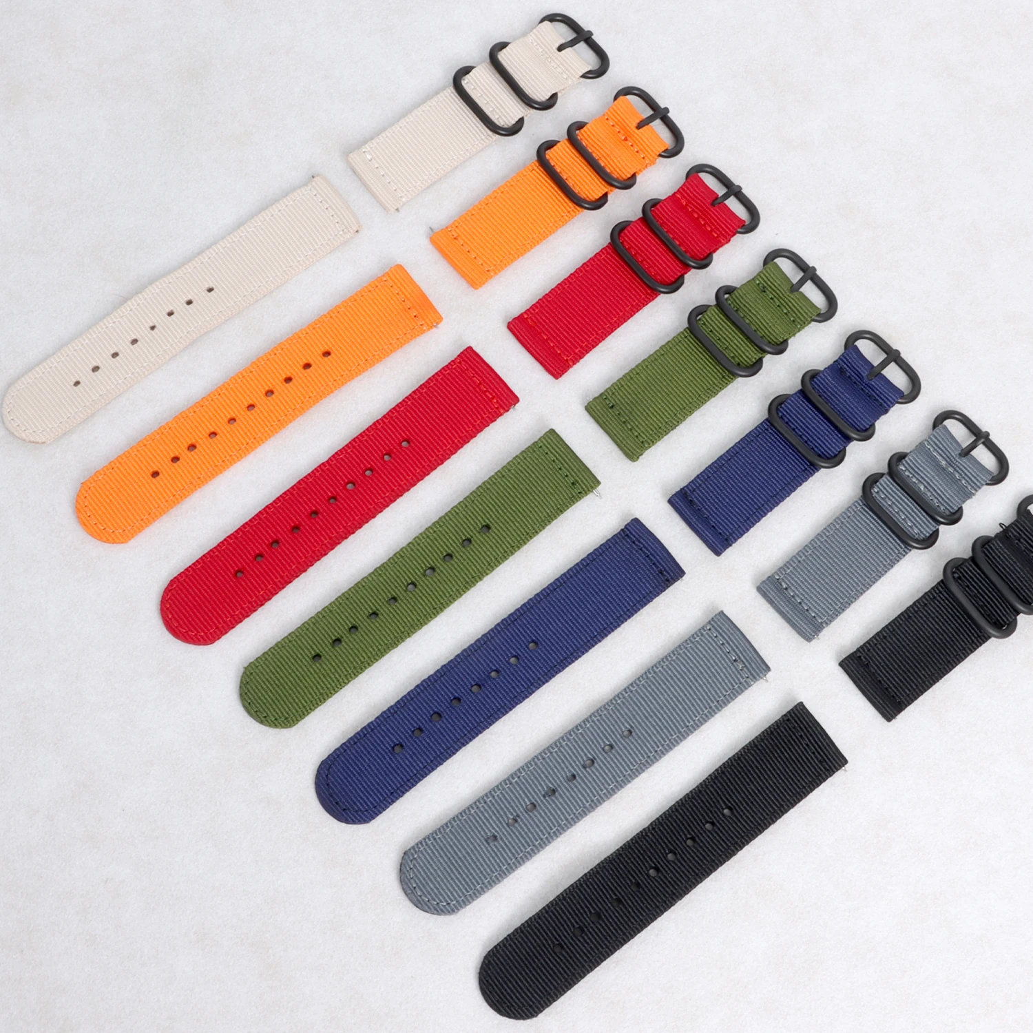 For Samsung Garmin Huawei 18mm 20mm 22mm 24mm Double Layered Woven Canvas Sport Strap Replacement Wristband Nylon Watch Band