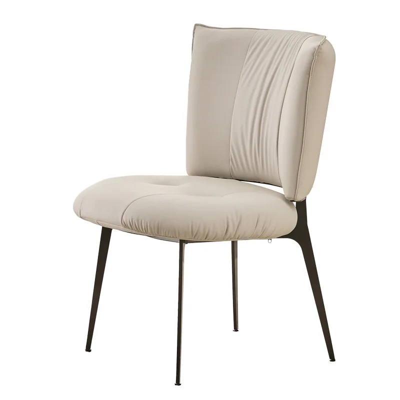 

Minimalist dining chair household high-end casual soft bag leather cafe restaurant chair