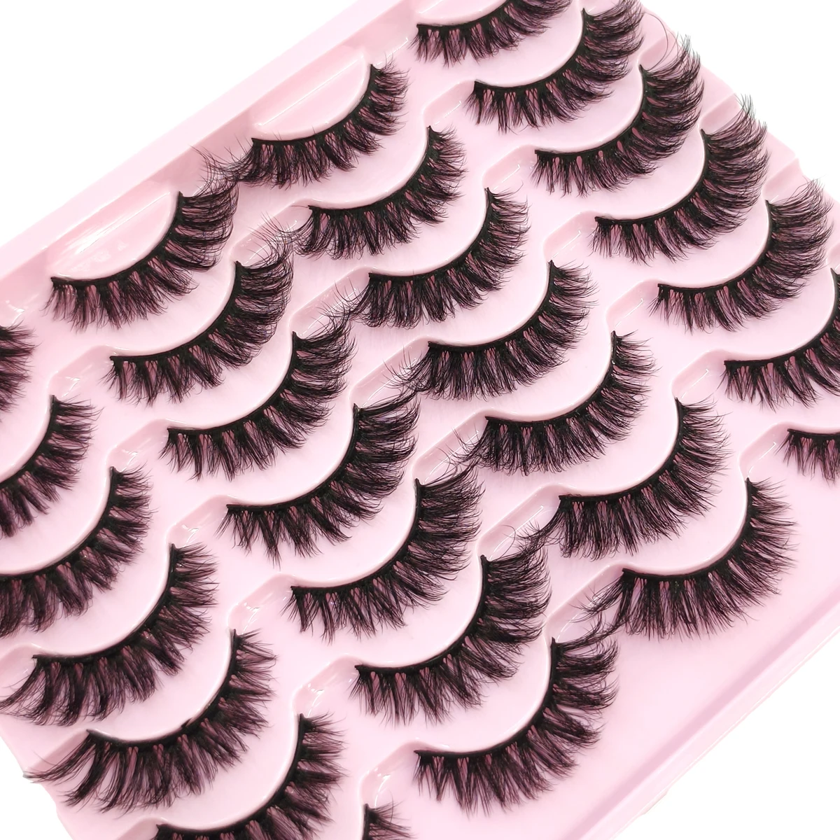 HBZGTLAD 14 Double Mink Eyelash Bulk Russian Curl Natural Fluffy Natural False Eyelash Thick Dramatic Mink Eyelash Wholesale