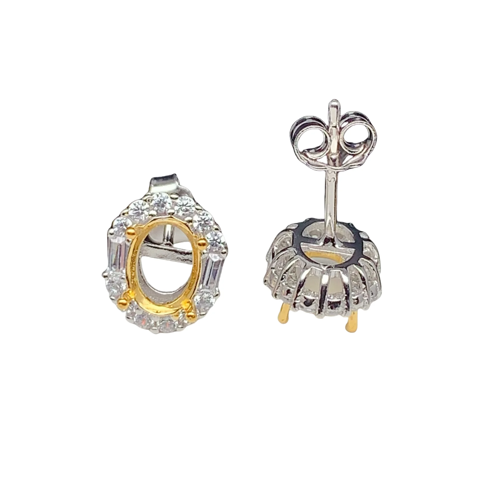 MeiBaPJ البطانة بيضاوي الشكل 3*5/4*6/5*7/6*8/7*9/8*10 مللي متر الأحجار الكريمة S925 فضة لتقوم بها بنفسك مجموعة فارغة حامل النساء غرامة مجوهرات Charm