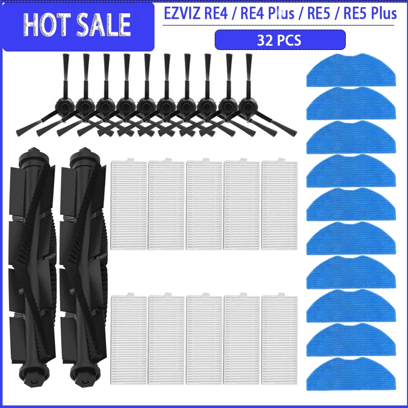 Ściereczka do mopa głównego szczotki bocznej HEPA do odkurzacza robota EZVIZ RE4 / RE4 Plus / RE5 / RE5 Plus Akcesoria