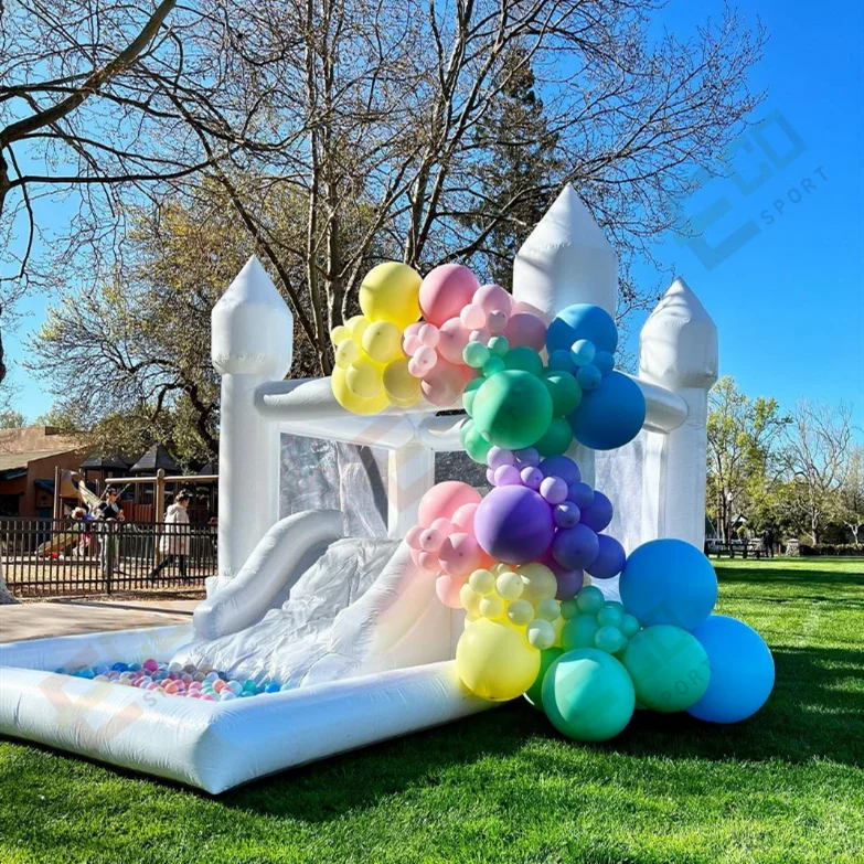 White MINi Bounce House with Slide and Ball Pit for Kids Soft Play Party Event Rental with Free Shipping  to Door