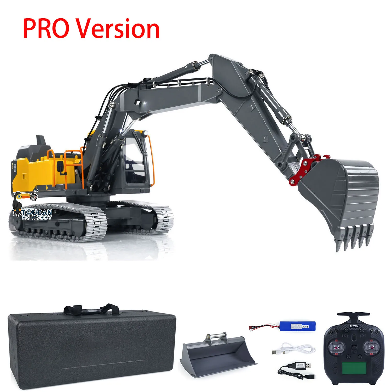 E010 1/14 RC Excavator Modified 3-section CNC Arm Radio Control Hydraulic Digger EC160 E111 Upgraded RC Car Trucks Model Toys