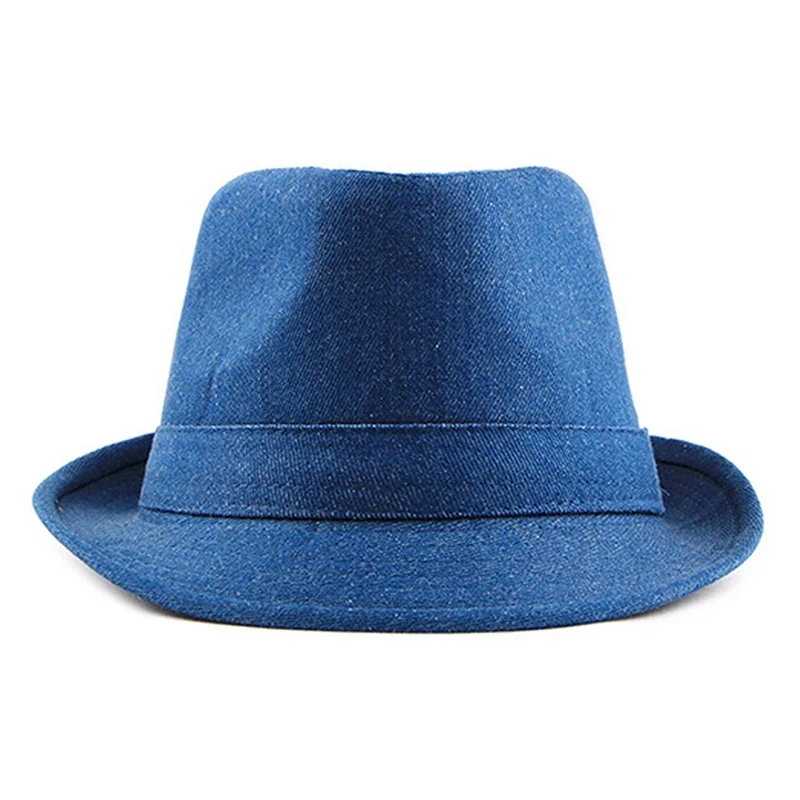 CLIMATE Jeans Denim Fedora Jazz Hat Men Jeans Wear Hats for Man Solid Warm Fedoras Cap Cool Denim Cap Hat Fedora for Men Hat