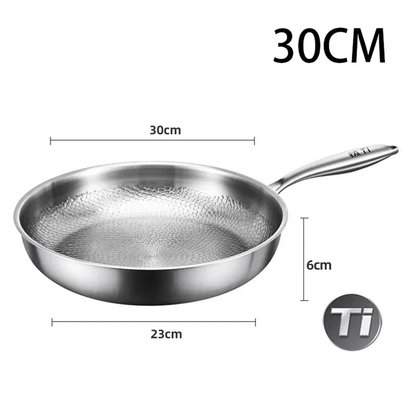 Titanium Steel Frying Pan Uncoated Non Stick Pan Fish Scale Hammer Pattern Household Steak Frying Pan Kitchen Cookware,C-A55K