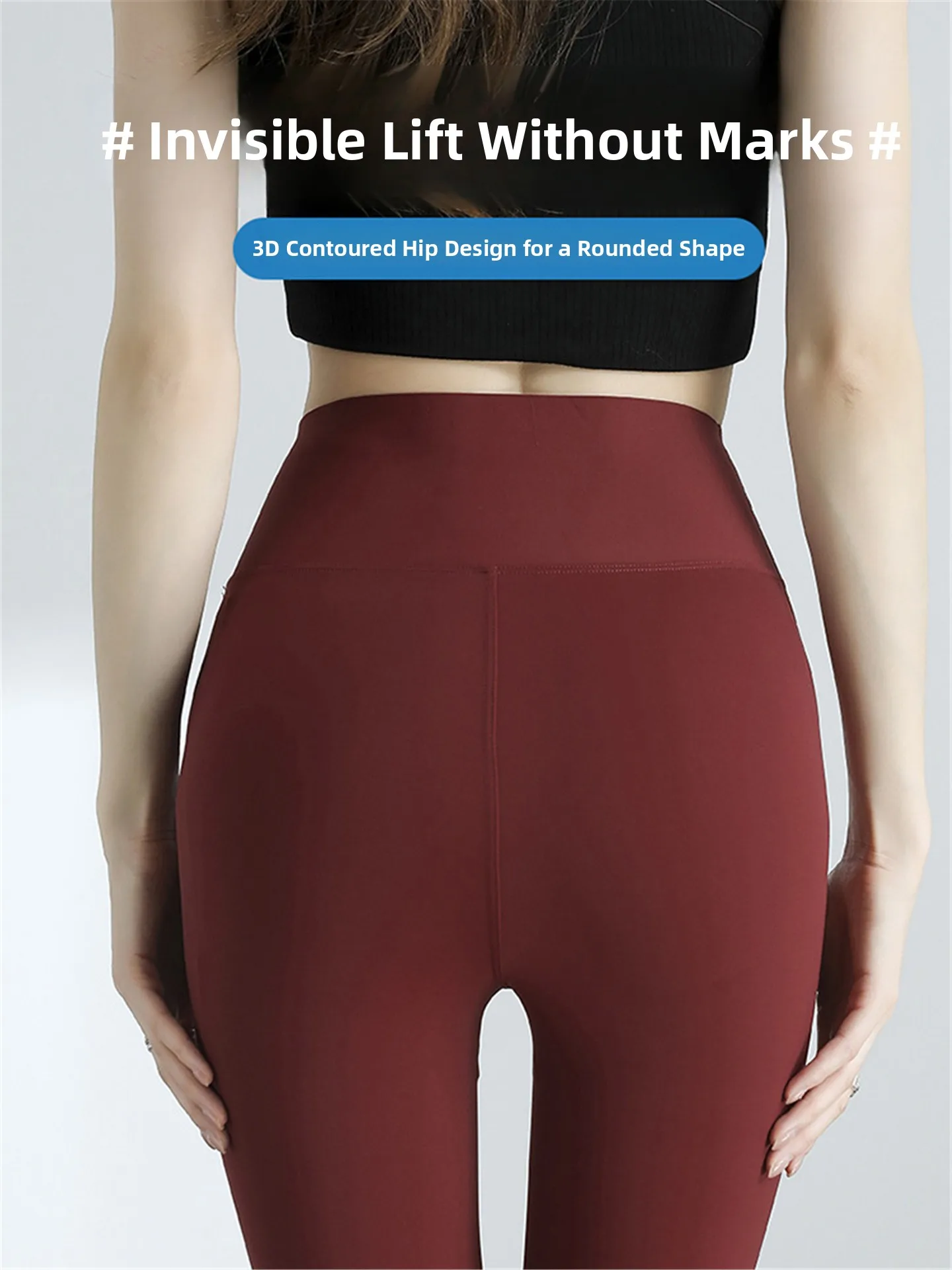 핑크 아이스 실크 요가 팬츠 하이웨이스트 피트니스 스킨 얇은 여름 여성용 아우터웨어 7부 길이 복부 조절