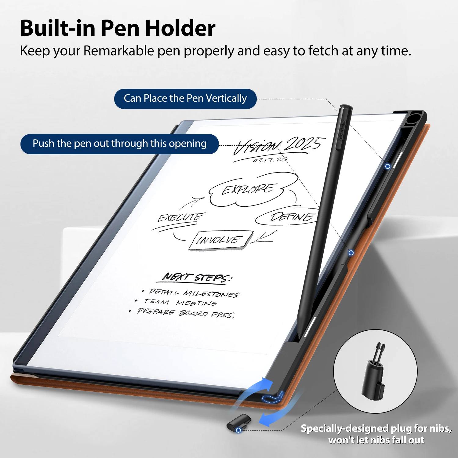 Slim Case for Remarkable 2 Paper Tablet 10.3" 2020 Released Multiple Viewing Angles Folding Case with Pen Holder for Remarkable2