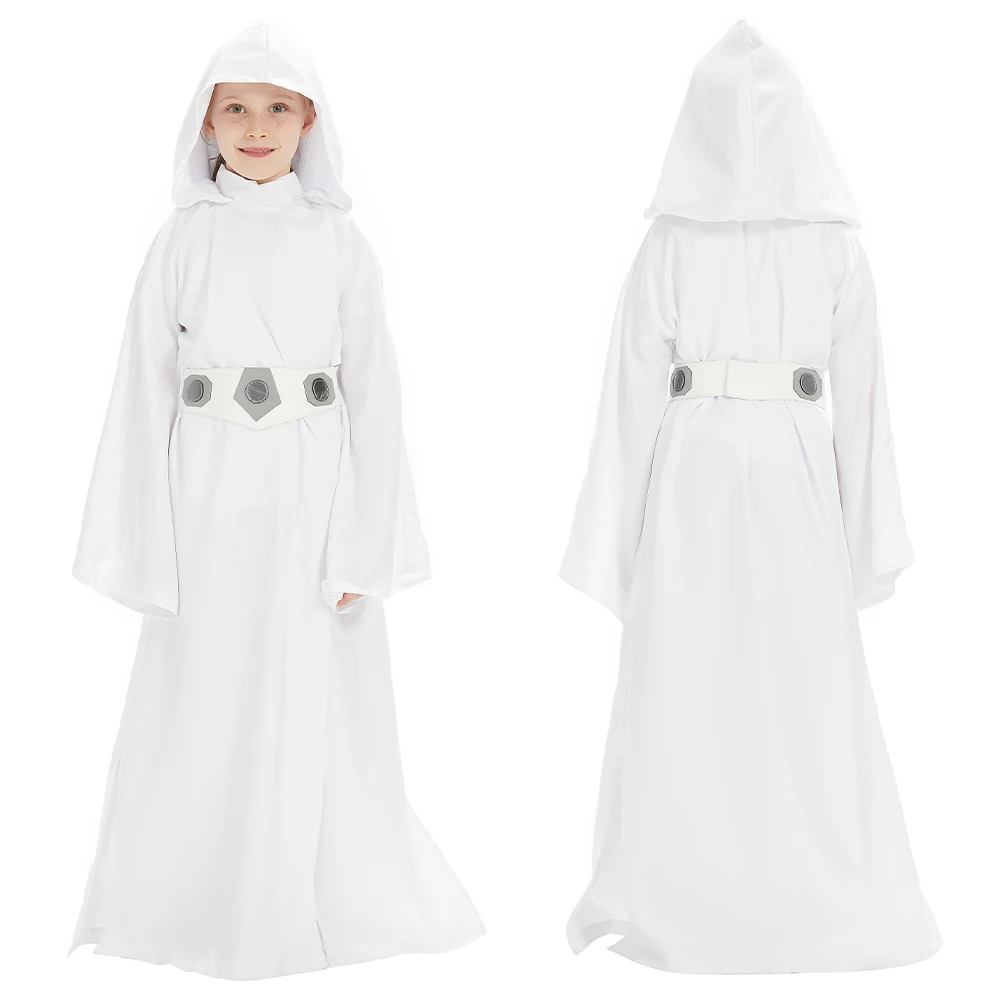 

Kids Leia Princess Dress Wig Cosplay Costume Girls Dress Children Belt Outfits Halloween Carnival Suit