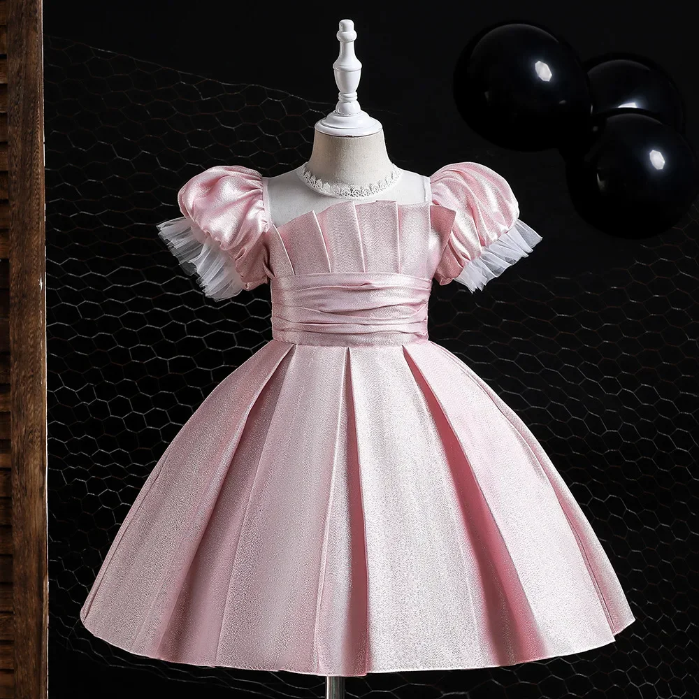 Robe de soirée princesse pour filles, robe de Rhpour enfants, jupe plissée, mariage, anniversaire, performance de piano, éducatif, 5 couleurs, 110cm-150cm