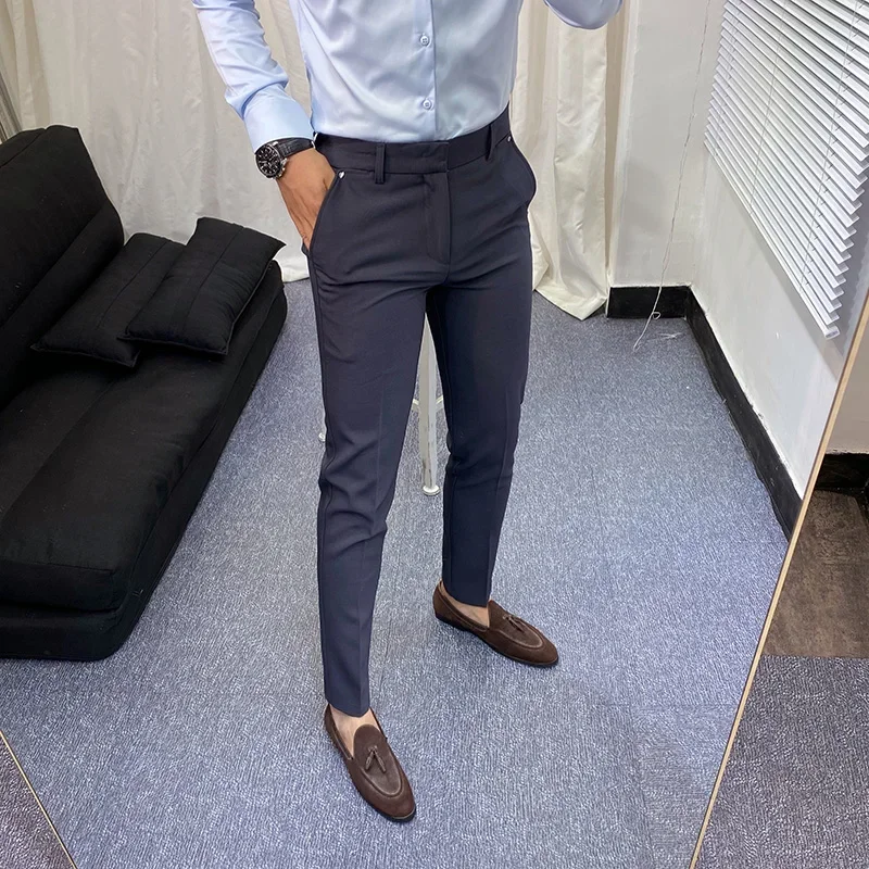 

2023 Spring Autumn Full Length Men Dress Pants Mens Slim Fit Casual Office Trousers Male Business Formal Wear Suit Pants