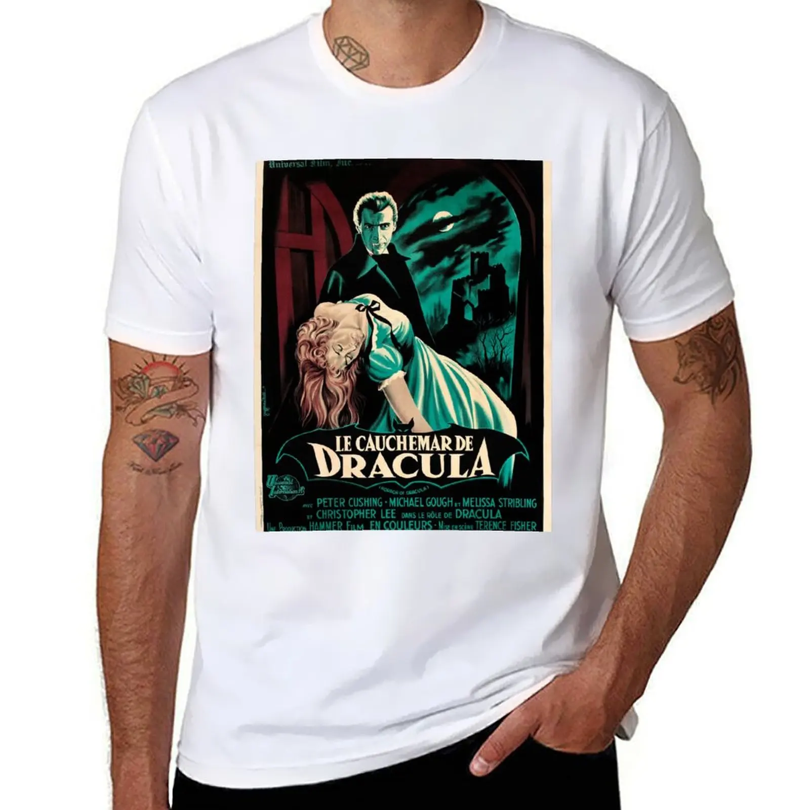Drácula - 1958 camiseta con póster de película Vintage, camiseta para hombre, camisetas divertidas de algodón de alta calidad, camiseta para hombre