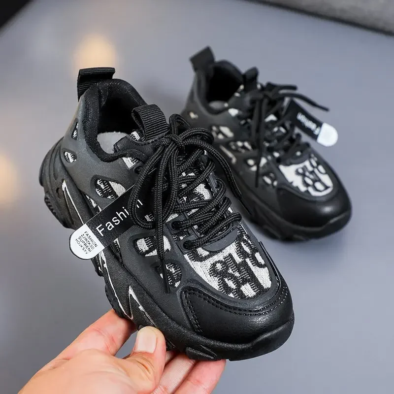 Sport Kids Mesh Sneakers Leather Anti-slip Fashion Shoes for Boys & Girls