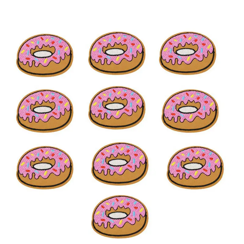 10 pcs Donuts patches badges for clothing iron embroidered patch applique iron sew on Diy patches sewing accessories for clothes