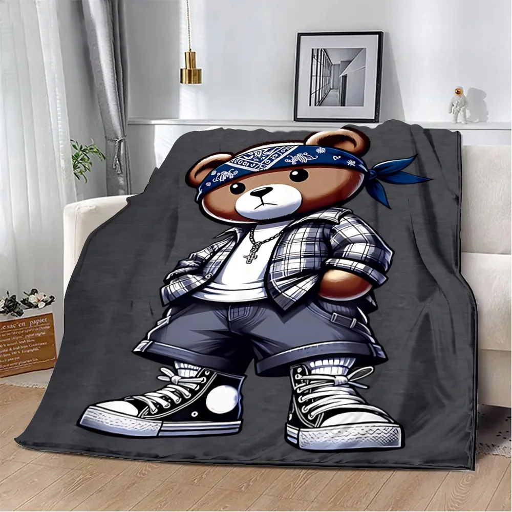 New Cartoon Anime Printed Blanket Picnic Blankets POLO Bears Warm Blanket Soft and Comfortable Blanket Home Travel Birthday Gift