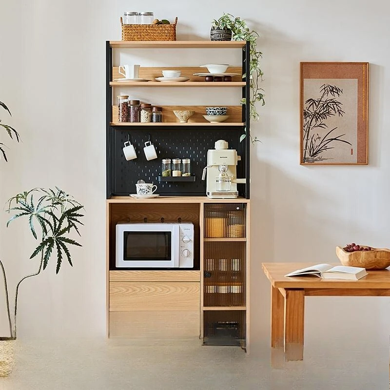 Sanyoumu dining side cabinet small apartment hole board wall locker household living room Japanese tea storage high cabinet