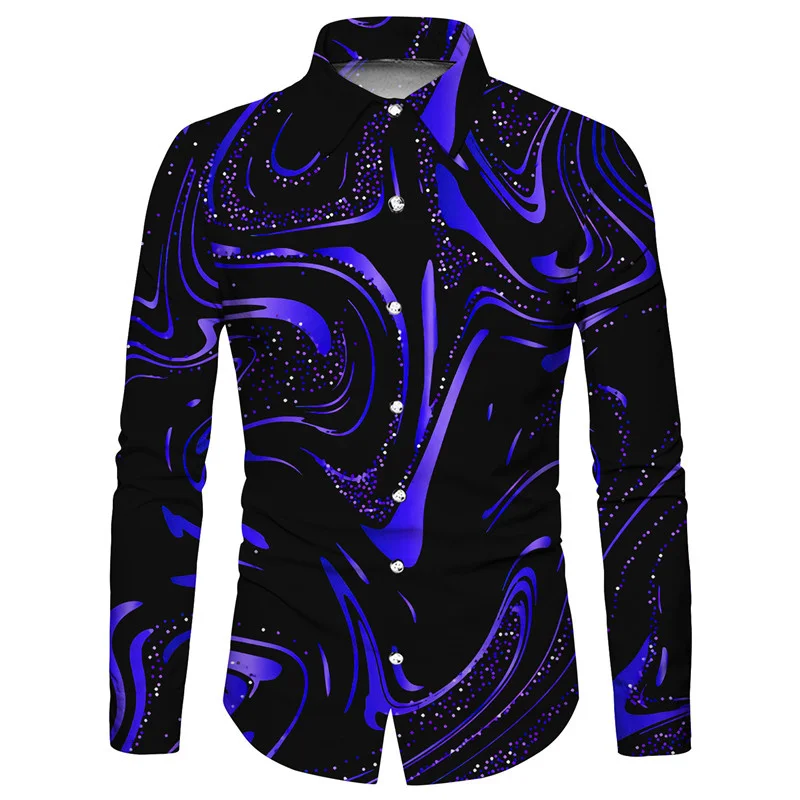 2023 Men\'s Gilded Multi-Color Series Fashionable Casual Party Soft and Comfortable Lapel Large Size Long Sleeve Shirt