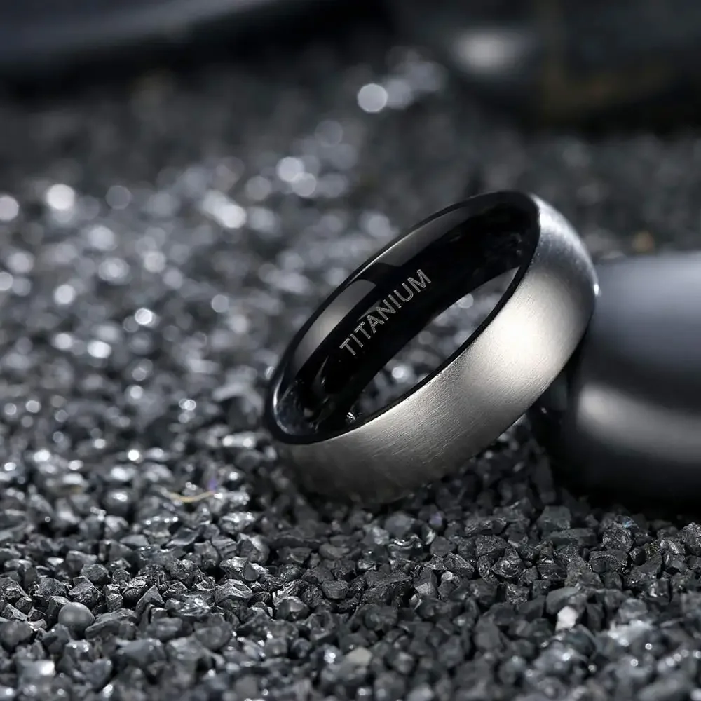 Kolmnsta Tytanowy Pierścionek Dla Mężczyzny Srebrny Kolor 6mm Szeroki Czarny, Niebieski Wewnątrz Unisex Ślubny Pierścionek Zaręczynowy Kobieta Mężczyzna anillo hombre