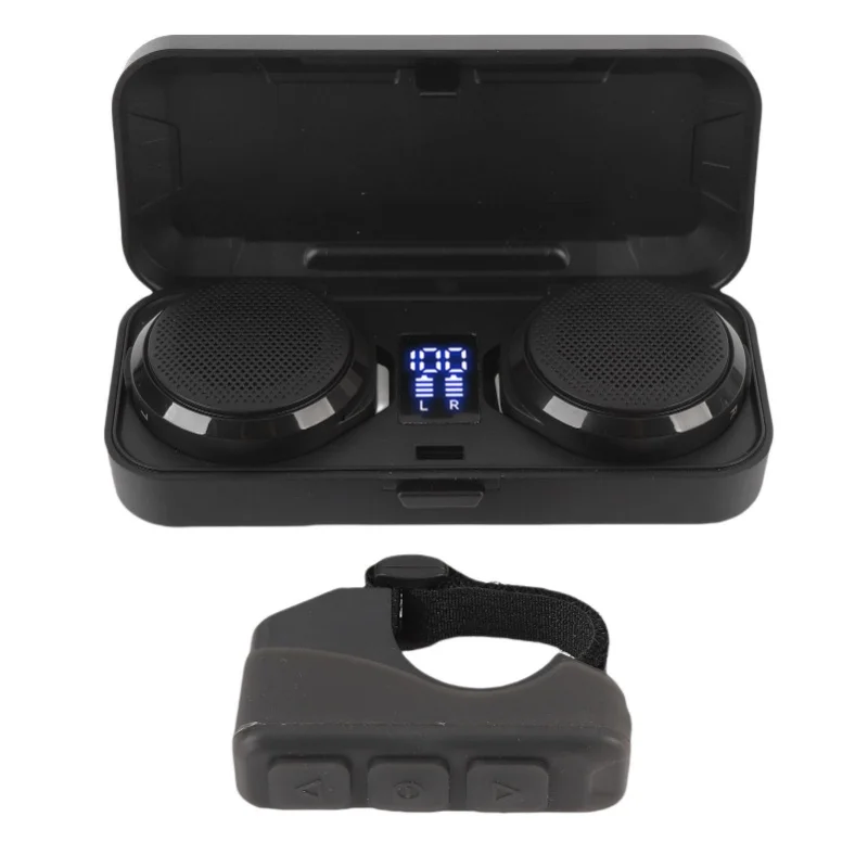 Motorcycle Bluetooth Headset With Charging Case Remote Control 50 Hours Battery Life Wireless Helmet Speaker
