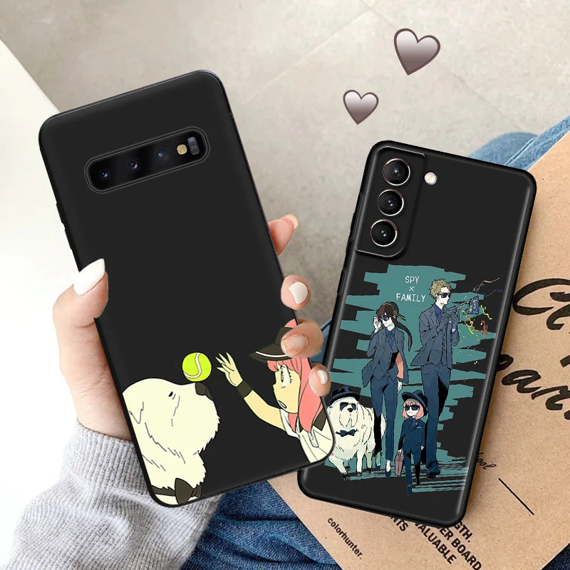 Soft Case for Samsung Galaxy S24 Plus S23 S22 S21 Ultra S20 fe S10 5G S10e Anime Spy × Family Rose Girl Black Phone Cases Cover