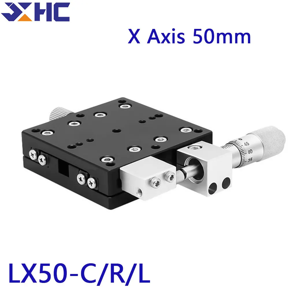 

X Axis 50mm LX50-C LX50-L LX50-R Manual displacement platform guide rail Sliding table high-precision micrometer Sliding table