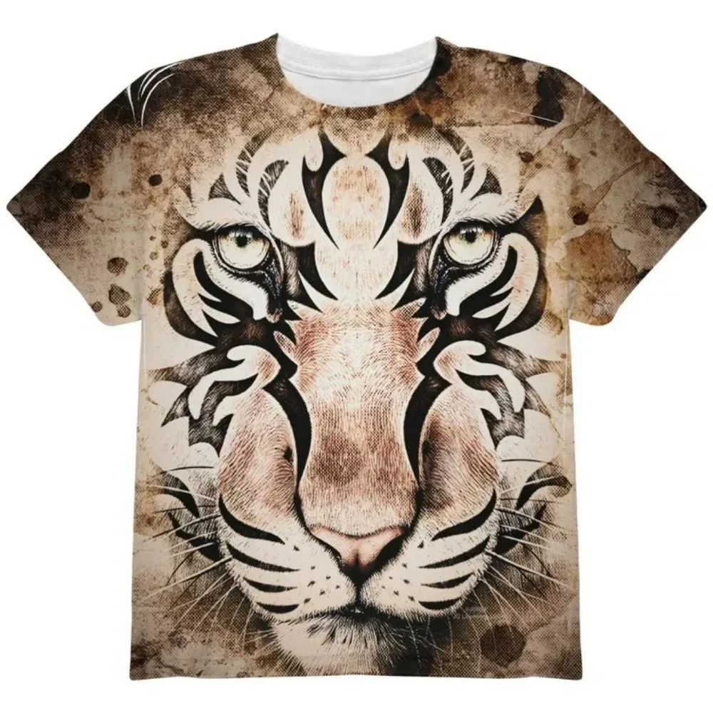 Dominant Tiger 3D Printed Men's T-shirt Loose Comfortable and Casual Breathable Quick-drying for Outdoor Y2K Style Short Sleeve