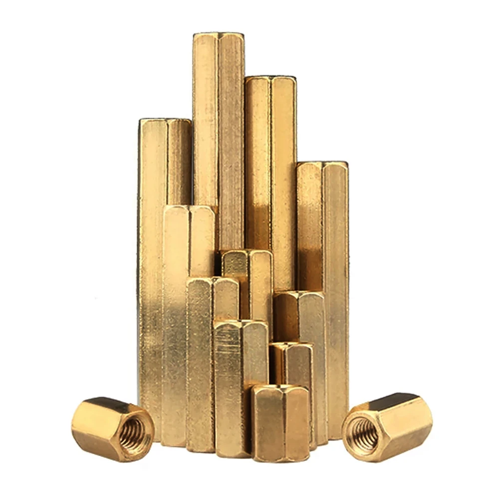 Brass Hexagon Coupling Nuts 1/4-20 UNC 1/4-28 UNF Thickened Copper Connector Joint Sleeves for Mechanical Parts