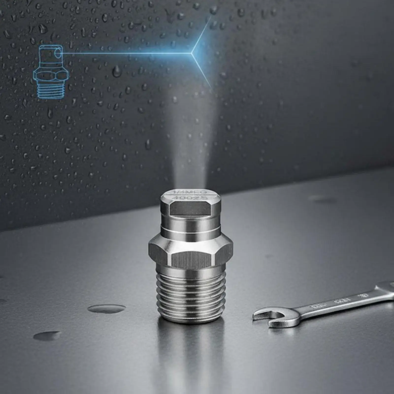 High Pressure Cleaner Nozzle External Threaded Stainless Steel Tip for Washdown Street Sweeper and Maintenance Crews