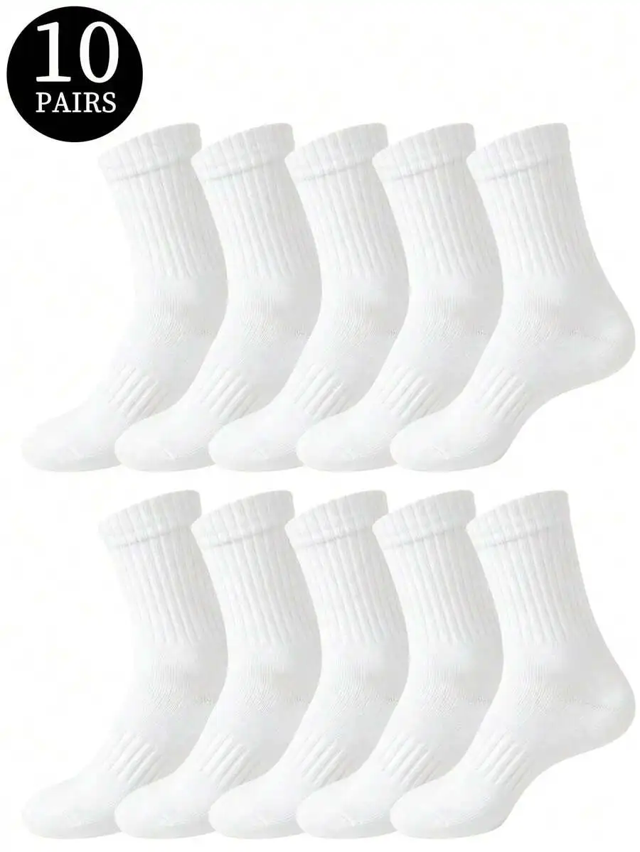 

10 Pairs Mens Crew Socks Cotton Blend Casual Sports Socks For Running Basketball