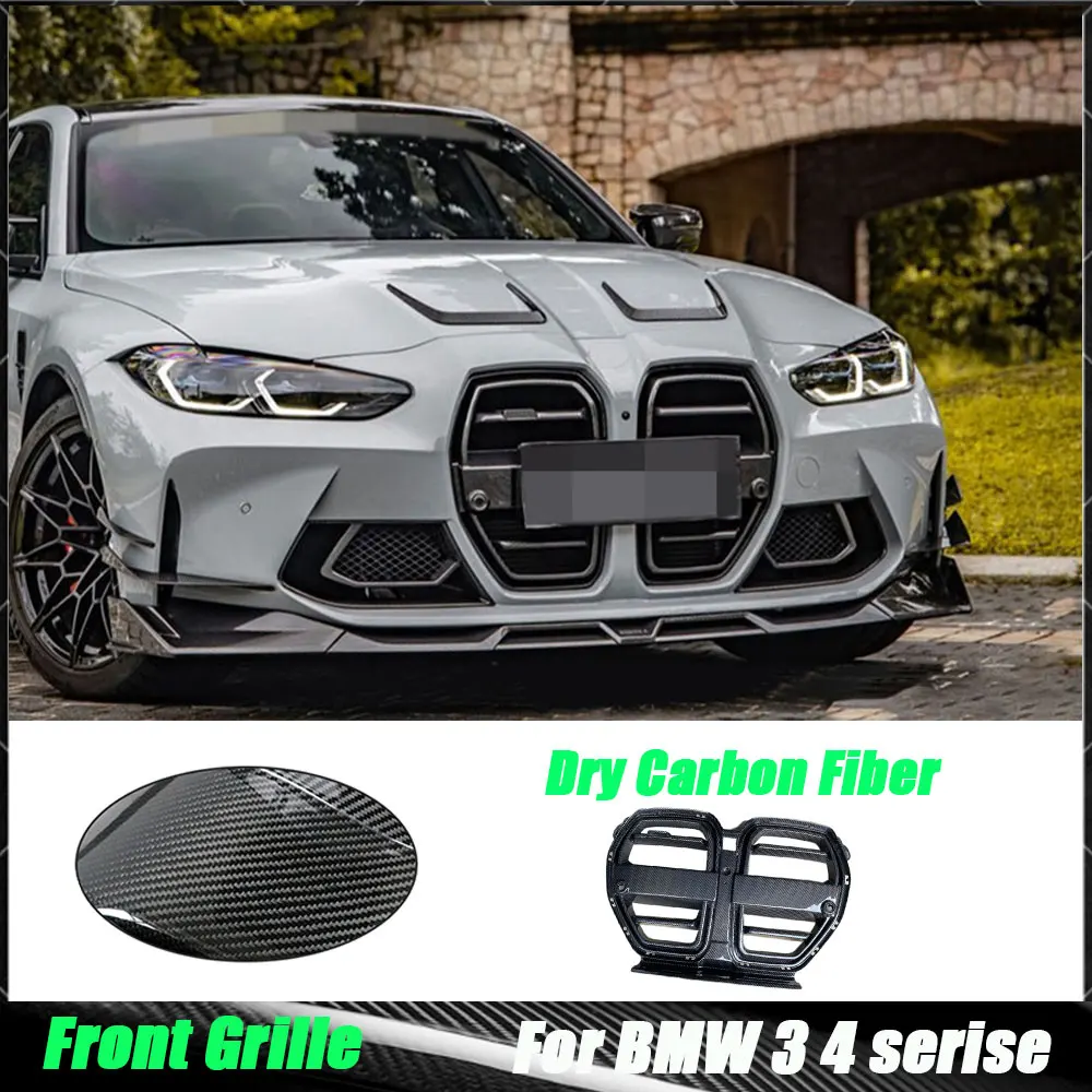 For BMW 3 4 serise G80 M3 G82 G83 M4 2021+ Car Styling Front Bumper Grill Mesh Grill Cover Without ACC Auto Para Accessories FRP