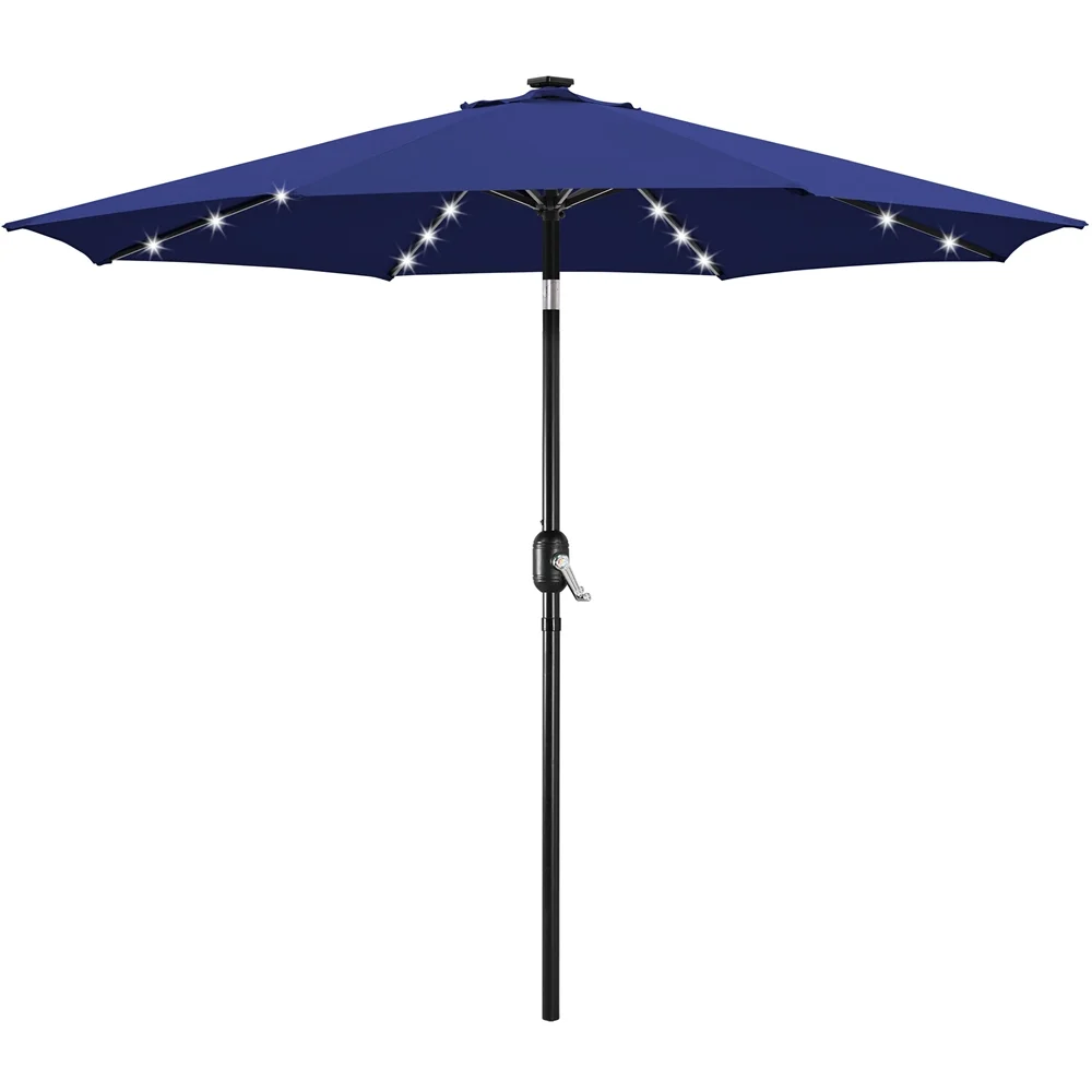 

Outdoor Patio Umbrella with 32 LED Lights, Navy Blue