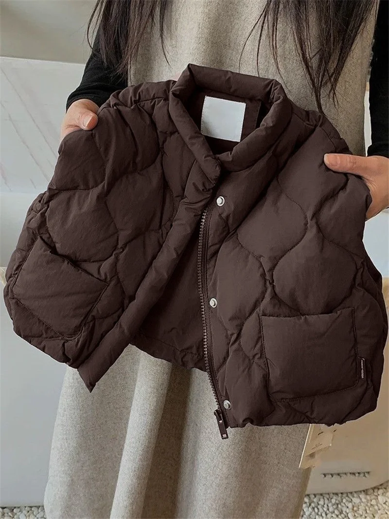 Image of Neue Kinder-Wärmeweste für Winter, Mädchen und Jungen, Dünne Daunenweste, Modische Lässige Einfarbige Ärmellose Mäntel für 3-8 Jahre, Kinderkleidung