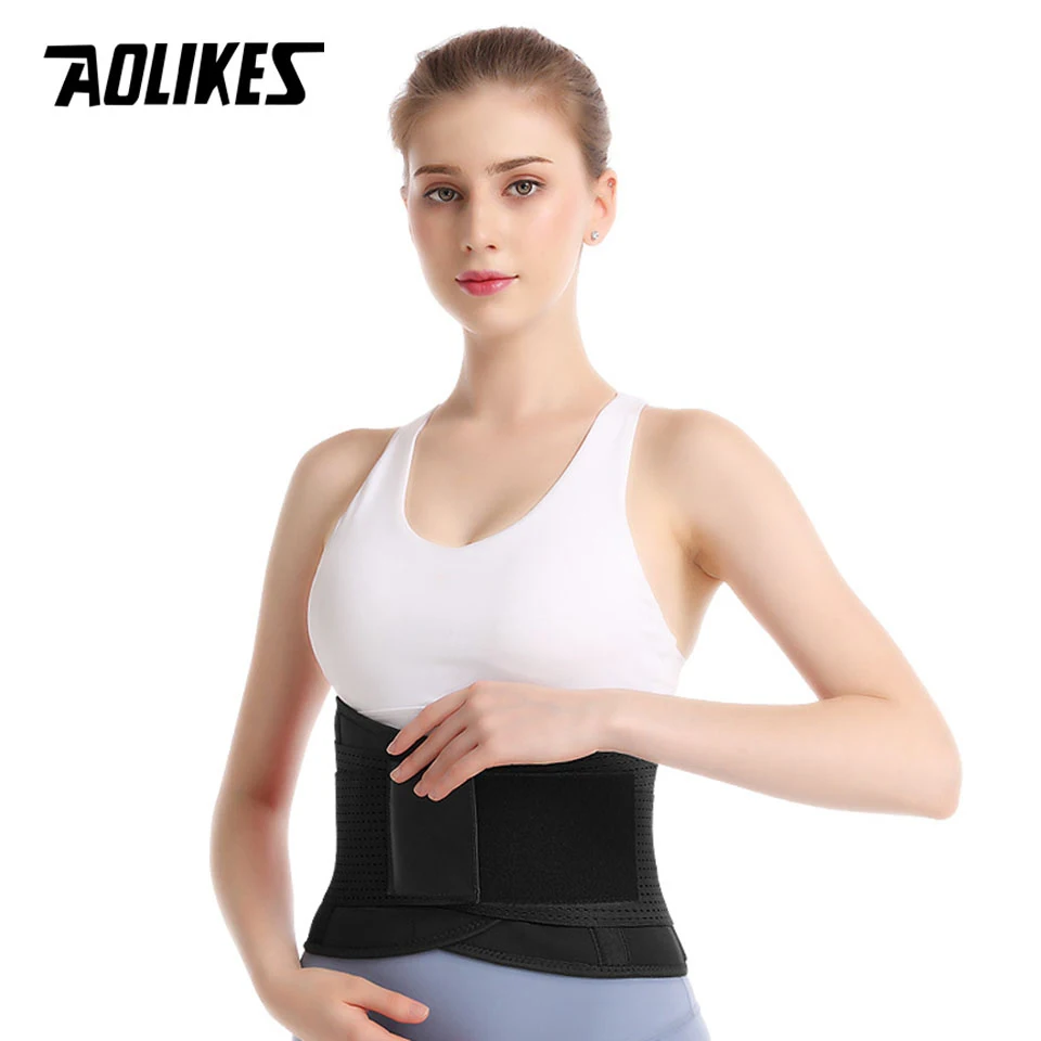 AOLIKES Men And Women Waist Trimmer Belt Lumbar Back Support Gym Fitness Weightlifting Belt Adjustable Abdominal Waist Trainer