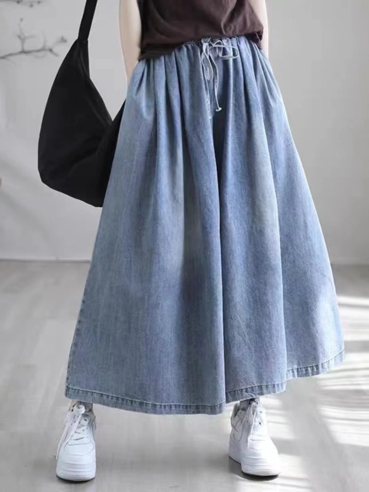 

Retro Cotton Denim Wide Leg Pants Women's Spring Autumn Sle Loose plus Size High Waist Long Trousers Faionable Ladies Jeans