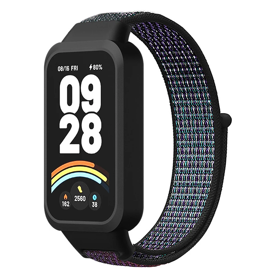 Nylon lusband voor Redmi Band 3 Ademende armband Polsband voor Xiaomi Mi Band 9 Actieve sporthorlogeband Correa met hoesje