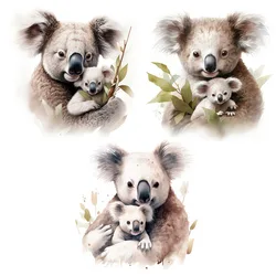 C92#Watercolor Koala Wall Stickers Children's Room Background Home Decoration Mural Living Room Wallpaper Funny Decals