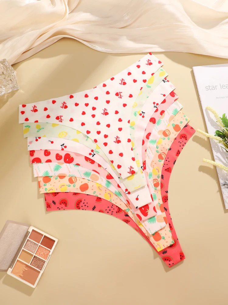 FINETOO 7-Pieces Graphic Print Seamless Underwear For Women Sexy Ultra Soft Thongs Comfort Leopard Breathable Panties Lingerie - Image 4