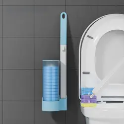 Detergente per scopino usa e getta con manico lungo spazzola in spugna per la pulizia del bagno con accessori per wc con testina sostituibile