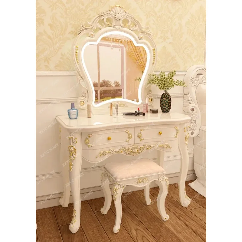 XX Natural Europe Vanity Table LShape Professional Organizer Dressers Vanity Table Mirror Adult Coiffeuse De Chambre Furniture