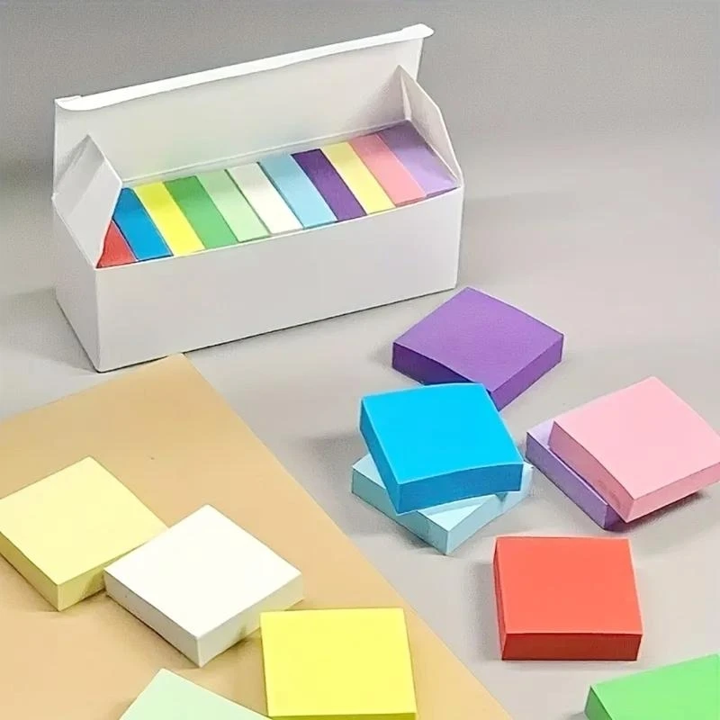 11 Pcs Aesthetic Stickier Note Memos Pad Easy to Write Simple Notepads Colorful Stickier Notes Coloured Index Tabs 896C