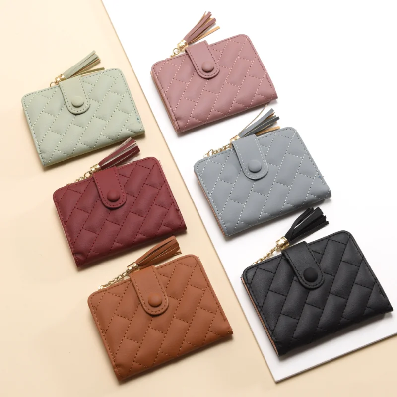 

Spring and Summer New Women's Short Purse Korean Version Buckle Simple Folding Short Women's Wallet PU Leather