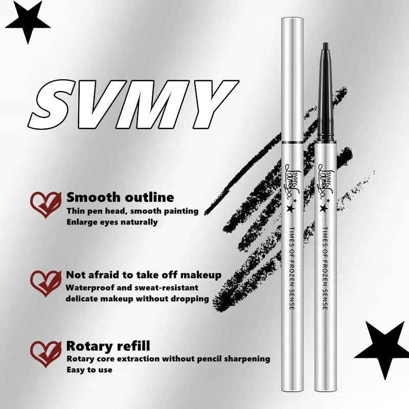 1 szt. Wodoodporne czarne kredki do eyelinera - odporne na rozmazywanie, długotrwały i przyjazny dla początkujących makijaż oczu