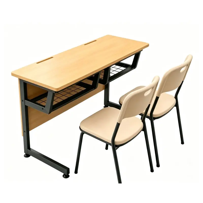 Modern Student Desk PM-519 Fireproof School Classroom Desk With Stainless Steel Frame & Book Rack