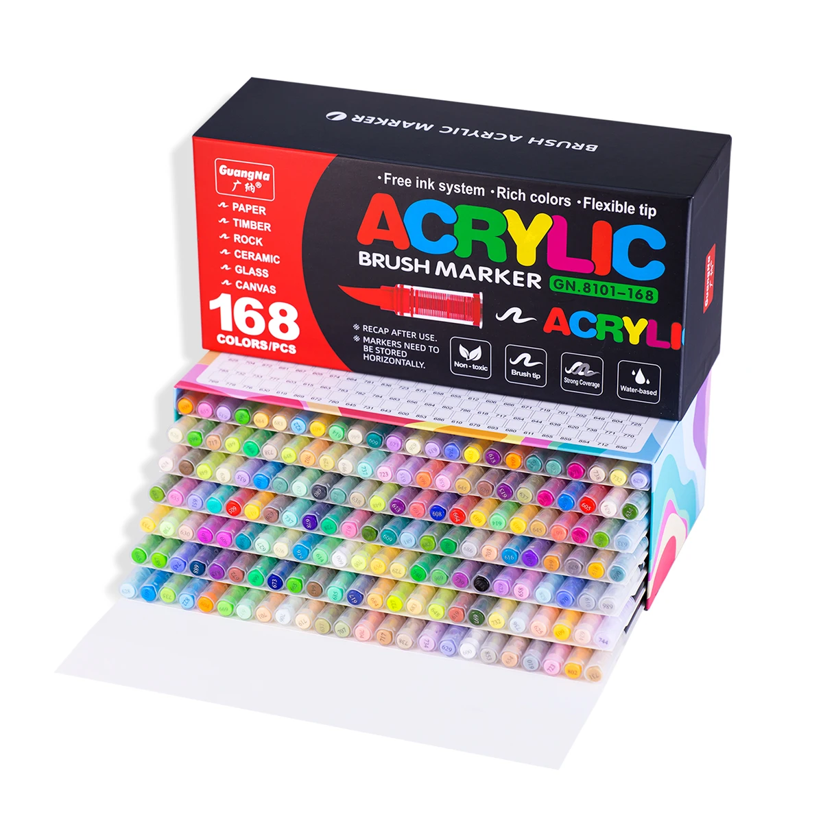 12-168 Colors Acrylic Paint Pens Markers Brush Tip Paint Markers