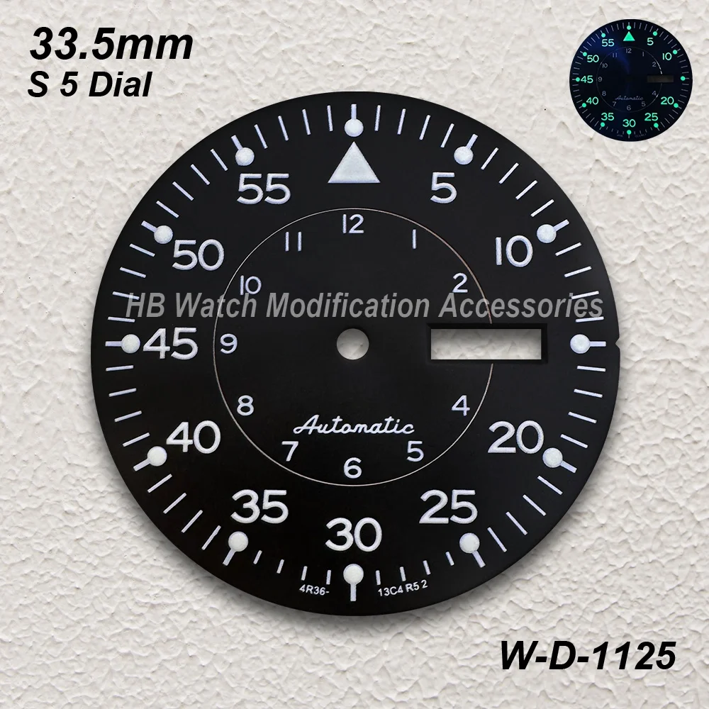 33.5mm S 5 Logo Sunray Dial Fit NH36/4R36 Movement Green Luminous High Quality Watch Modification Accessories view 4