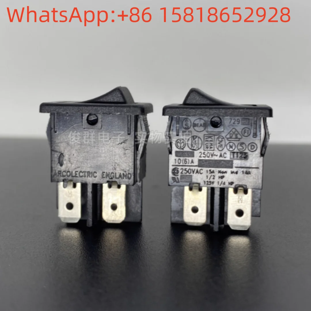 5pcs UK Arcolectric 729 power rocker boat switch double pole 4-pin 2-position 10A button H8550VB