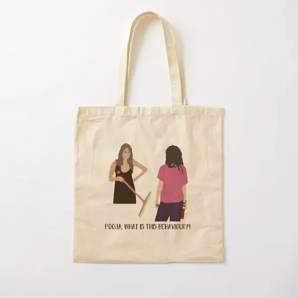 

Pooja What Is This Behaviour Desi Indi Canvas Bag Grocery Ladies Handbag Tote Fabric Women Travel Casual Printed Reusable