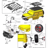 RGT Ruitai 136100V3 Original Parts 1:10 Climbing Car Shell Accessories Angel Eye Headlights Roof Frame Crash Plate
